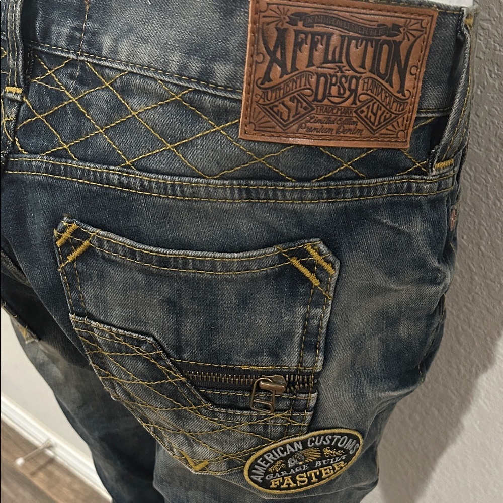 Affliction Dark Wash Skinny Jeans - Picture 3 of 11